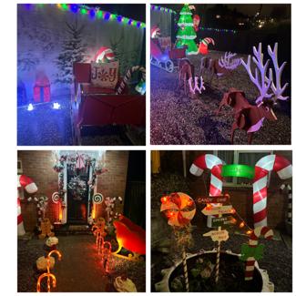 Santa’s sleigh and reindeers in a candy cane lane theme Christmas🎅🏻 the children are welcome to sit in the sleigh to have pictures 